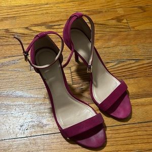 Hot darker pink suede heels.